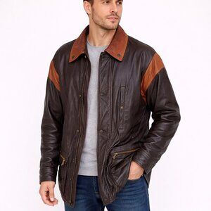 Vtg Leather/Suede Two-Tone Jacket 80s Biker Moto Fall Spring Retro Travel Y2K